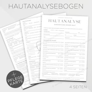 Hautanalysebogen Vorlage für kosmetische Behandlung, Formular zur dermatologischen Einschätzung der Haut