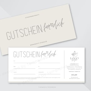 Gift voucher for beauty business, voucher for beauty treatment cosmetic studio