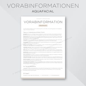 Preliminary information Aquafacial, information sheet Aquafacial treatment