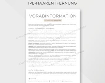 Vorabinformationen IPL Haarentfernung, Informationsblatt Haarentfernung mit Laser