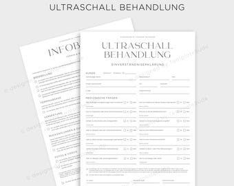 Einverständniserklärung für Ultraschall Behandlung Einverständnis für kosmetische Behandlung mit Ultraschall