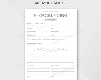 Kundenkartei für Microblading Behandlung, Fragebogen für Permanent Make Up Behandlung