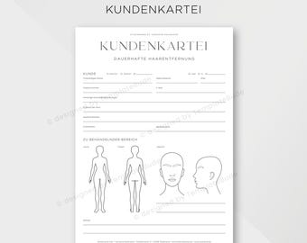 Kundenkartei für Dauerhafte Haarentfernung Behandlung IPL - Haarentfernung Kundenblatt