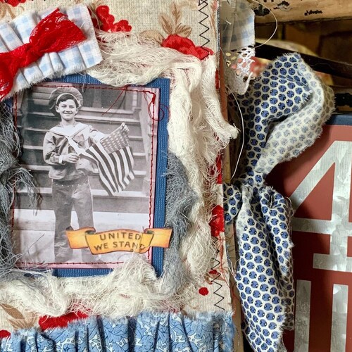Old Glory Handmade shops Junk Journal, Fourth of July, Patriotic Journal, Red, White and Blue, Art Journal, Vintage, Shabby Chic, Ephemera,Holiday