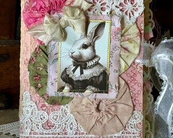 Handmade Bunny Junk Journal: Vintage Fabric Art Diary