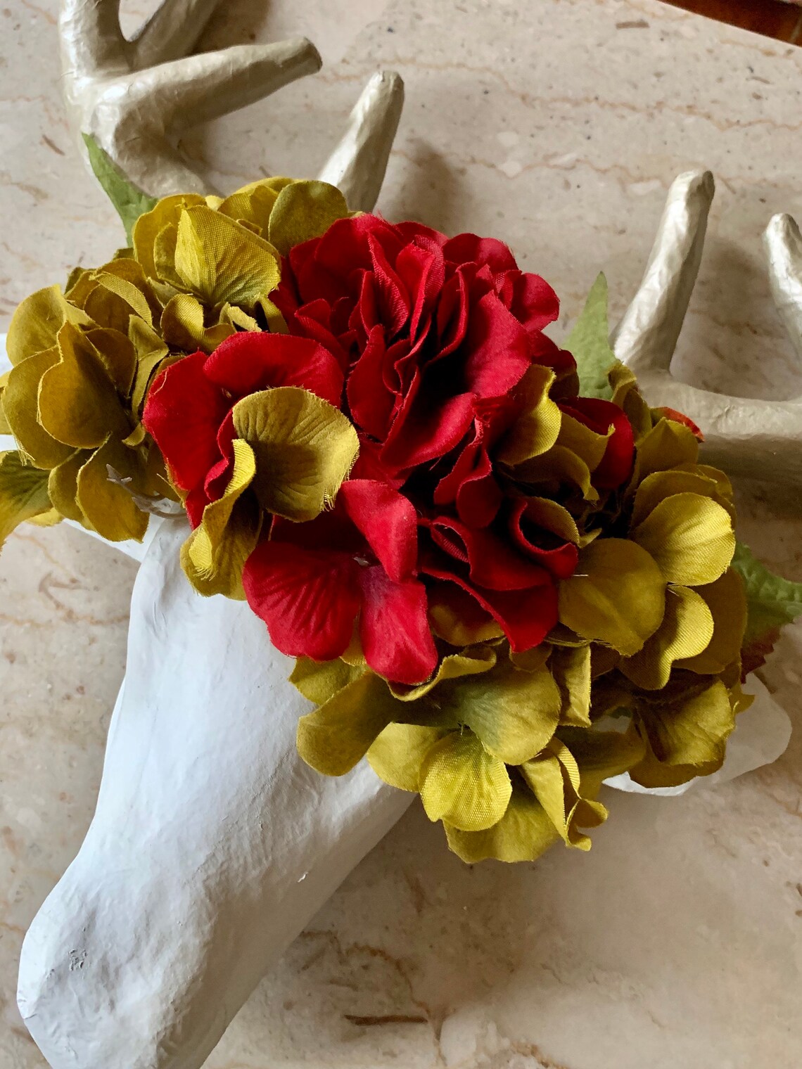 Paper Mache Deer Head Modern Farmhouse Shabby Chic Floral Walk Etsy