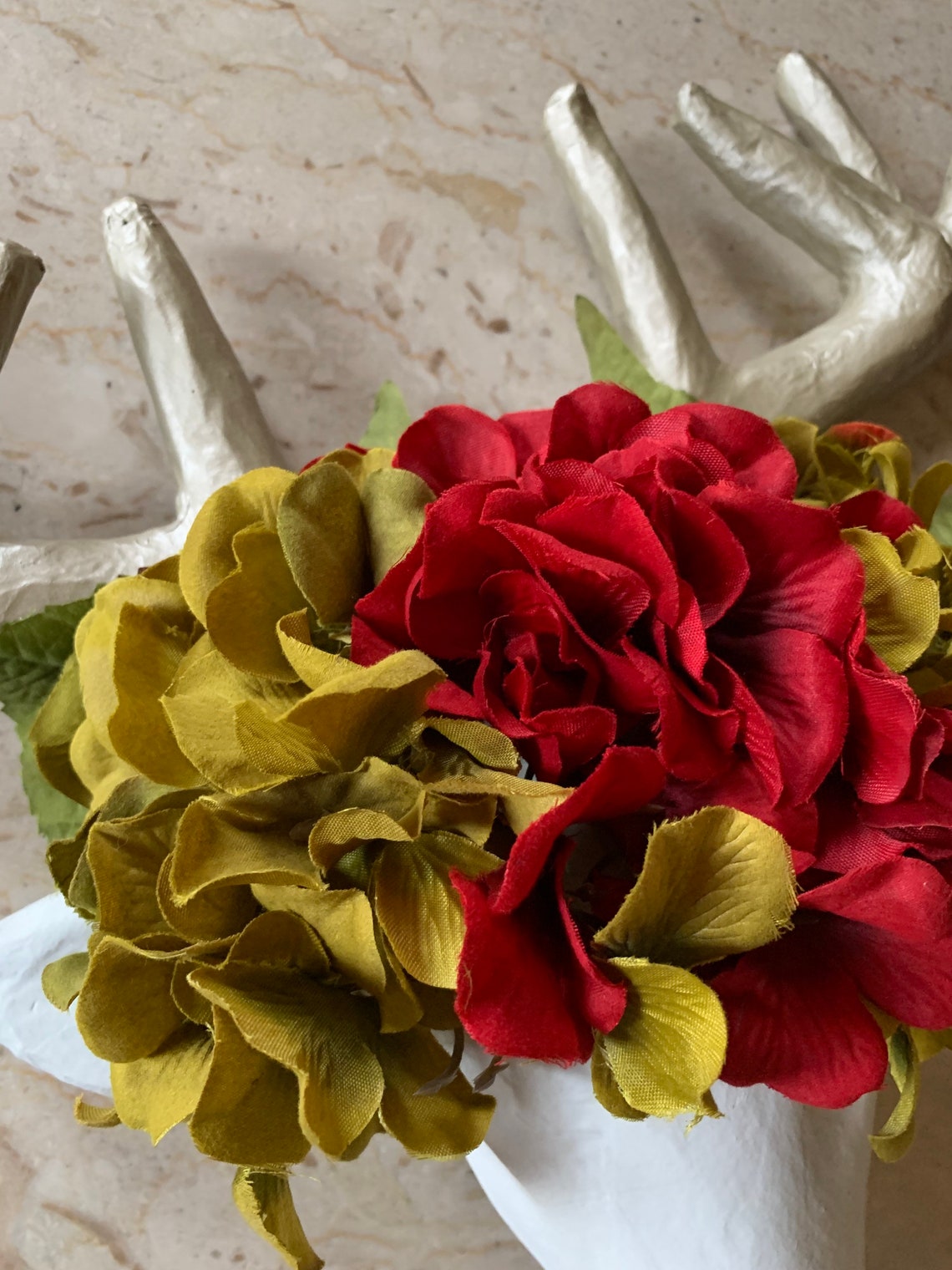 Paper Mache Deer Head Modern Farmhouse Shabby Chic Floral Walk Etsy