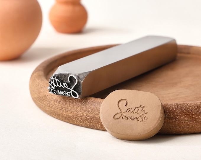 Personalized logo Ceramic Stamps, Polymer Clay Stamp, Custom Tiny Metal Pottery Stamp, Father's Day Gifts For Pottery Makers, Gift for Him