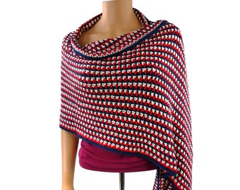 Red, White and Blue Crocheted Shawl Pattern