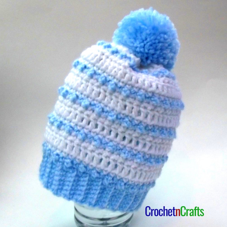 Baby Striped Hat PDF Crochet Pattern image 1