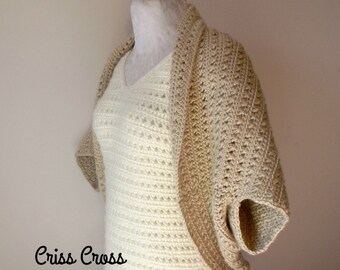 Criss Cross Cocoon Shrug ~ Crochet Pattern