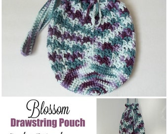 Blossom Drawstring Pouch ~ Crochet Pattern