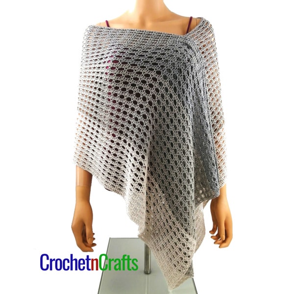 Wrap de crochet súper fino con punto medio doble y puntada en V - Patrón PDF