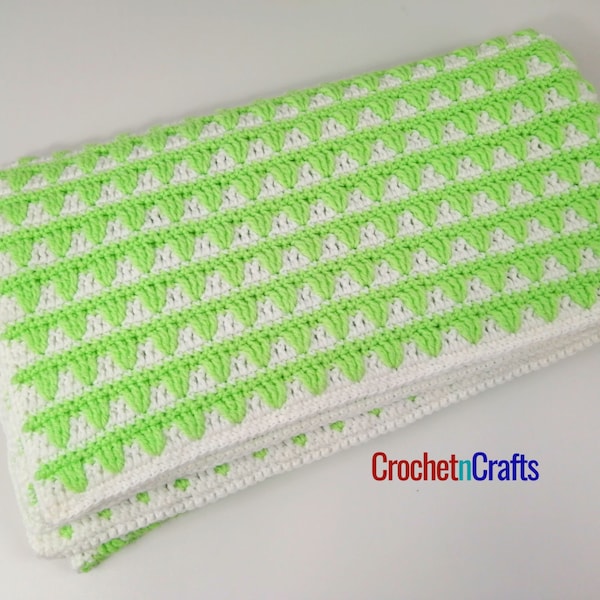 Two Color Crochet Baby Blanket - PDF Pattern