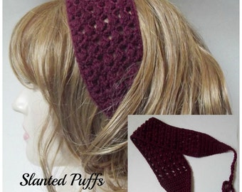 Slanted Puffs Summer Headband ~ Crochet Pattern