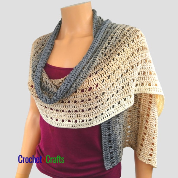Lightweight Easy Rectangular Crochet Shawl ~ PDF Pattern