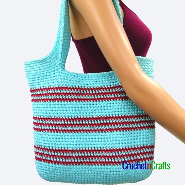 Simple Stripes Single Crochet Bag ~ PDF Pattern