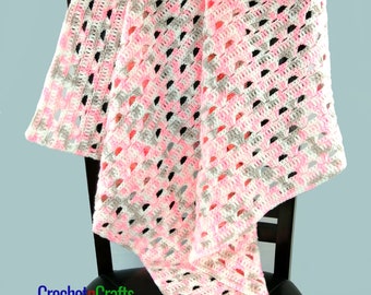 Simple Lace Easy Crochet Baby Blanket - PDF Pattern