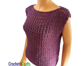 Crochet Sleeveless Top - Hdc V-st  and Tr