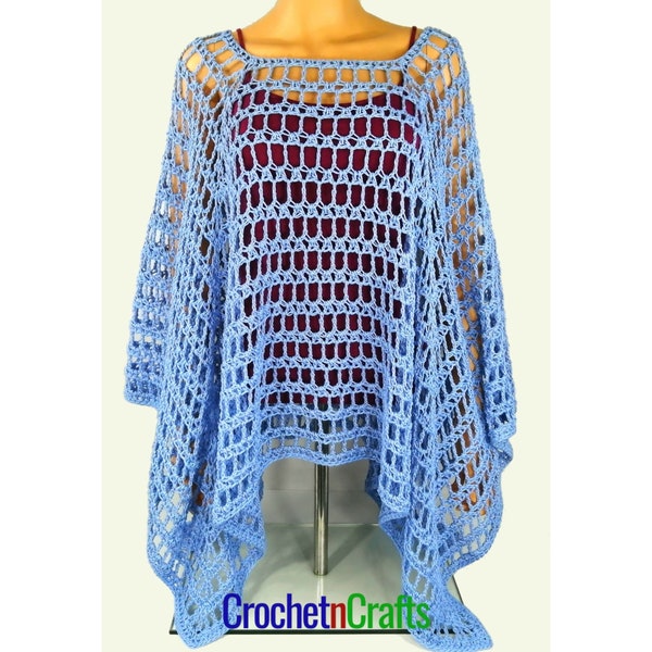 Einfacher Sommer Poncho ~ PDF Häkelanleitung