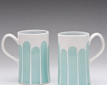 Turquoise Tall Striped Mug