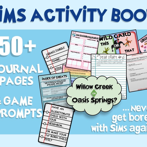 Sims 4 Activity Journal (w/ Legacy Tracker, Sim Biography, fun Gameplay Challenges, and more!) (Digital Download)