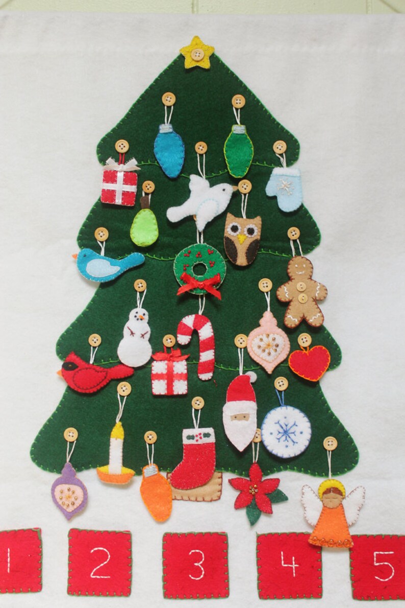 Felt Advent Calendar Pattern DIY Nosew Machine Sew or Hand Etsy