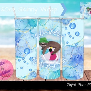 20oz Skinny Tumbler Sublimation Design - Gettin Faulthed by the Pool Bar - PNG für Sublimation - 20oz skinny straight