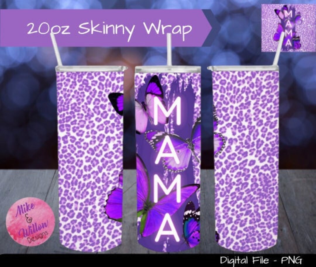 20oz Skinny Tumbler Sublimation Design - MAMA Leopard Print and ...