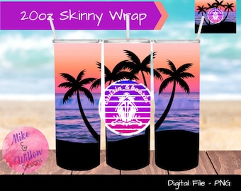 20oz Skinny Tumbler Sublimation Design - cruisin' & boozin' - PNG for sublimation - 20oz skinny straight