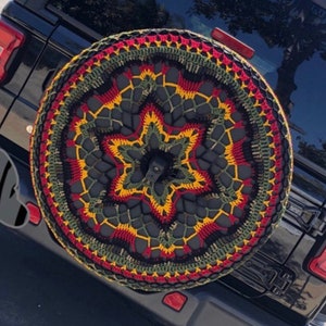 Flower Power Colorful Crochet Circle Car Spare Tire Tyre Cover image 10