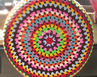Colorful Crochet Granny Circle Car Spare Tire Tyre Cover