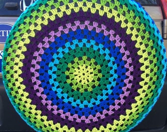 Colorful Crochet Granny Circle Car Spare Tire Tyre Cover