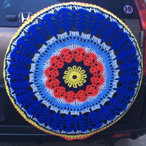 Flower Cartwheel Crochet Spare Tire Cover Etsy