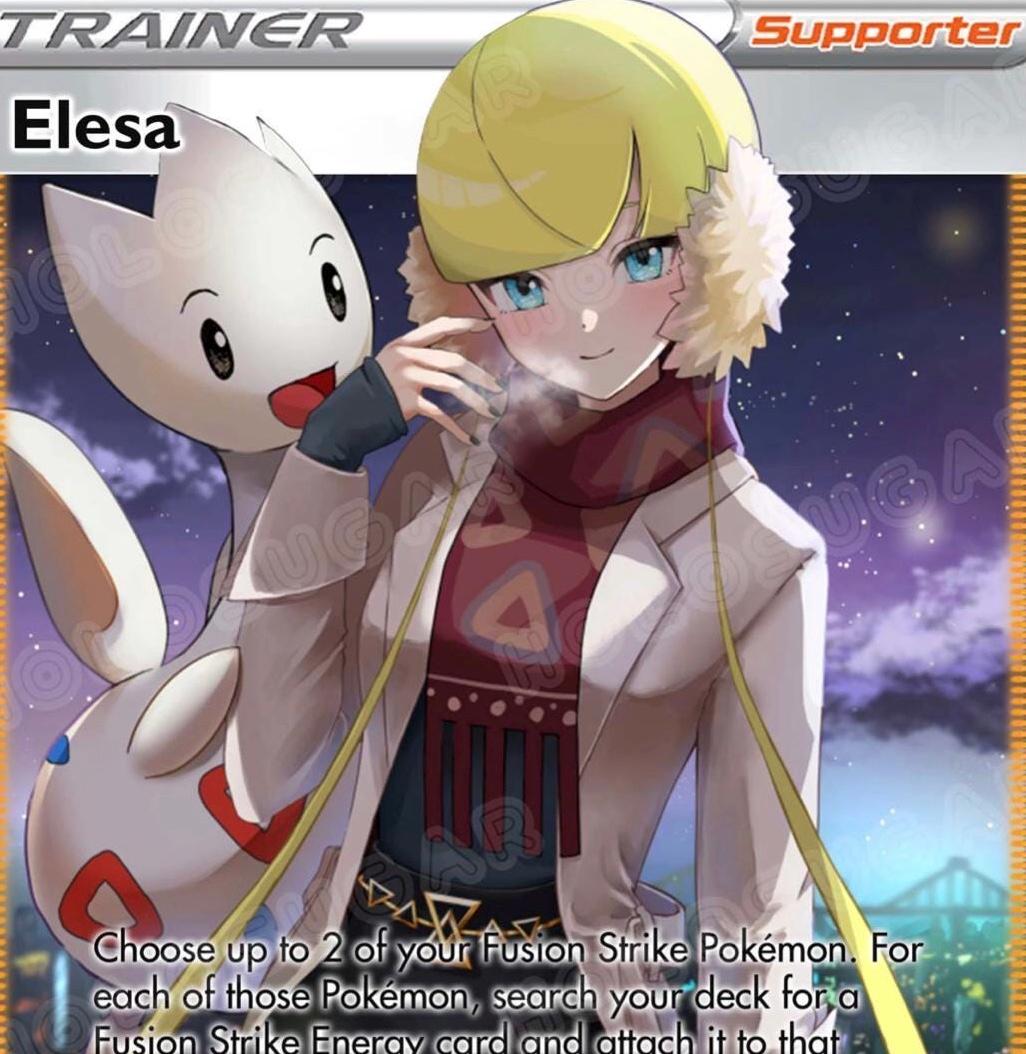 Handmade Holographic Pokmon Trainer Card  Elesa Waifu - Etsy New Zealand