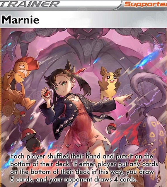 Handmade Holographic Pokmon Trainer Card  Marnie Waifu - Etsy