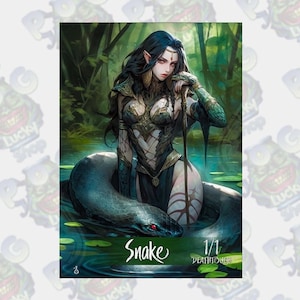 Token cobra arte completa Mtg proxy cartão personalizado holográfico