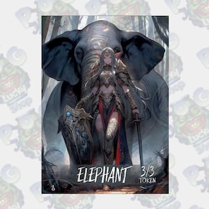 Token elefante arte completo Mtg proxy tarjeta personalizada holográfica