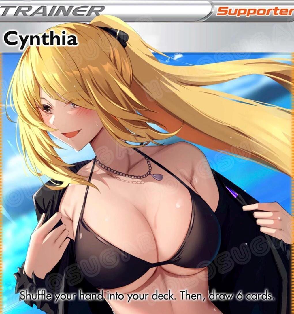 Handmade Holographic Pokmon Trainer Card  Cynthia Waifu - Etsy