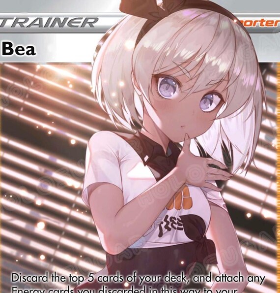bea pokemon trainer card Handmade Holographic Pokémon Trainer Card – Bea Waifu