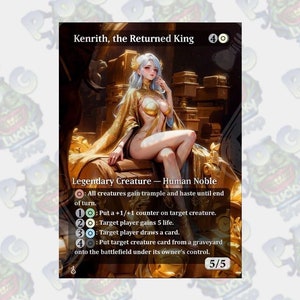 Kenrith, de teruggekeerde koning volledige kunst Mtg proxy aangepaste kaart holografisch