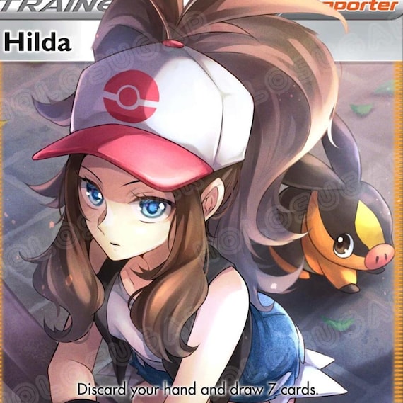 pokemon hilda card Handmade Holographic Pokémon Trainer Card – Hilda Waifu