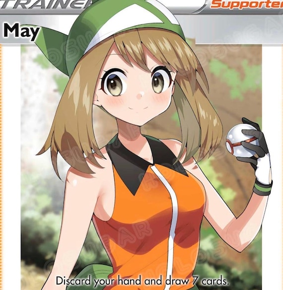 Handmade Holographic Pokmon Trainer Card May Waifu - Etsy Handmade Holographic Pokmon Trainer Card May Waifu - Etsy