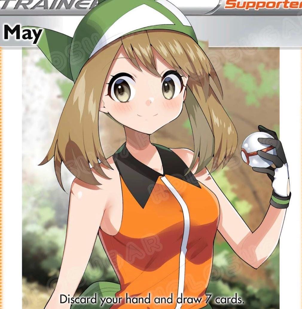 may pokemon cards Handmade Holographic Pokémon Trainer Card – May Waifu