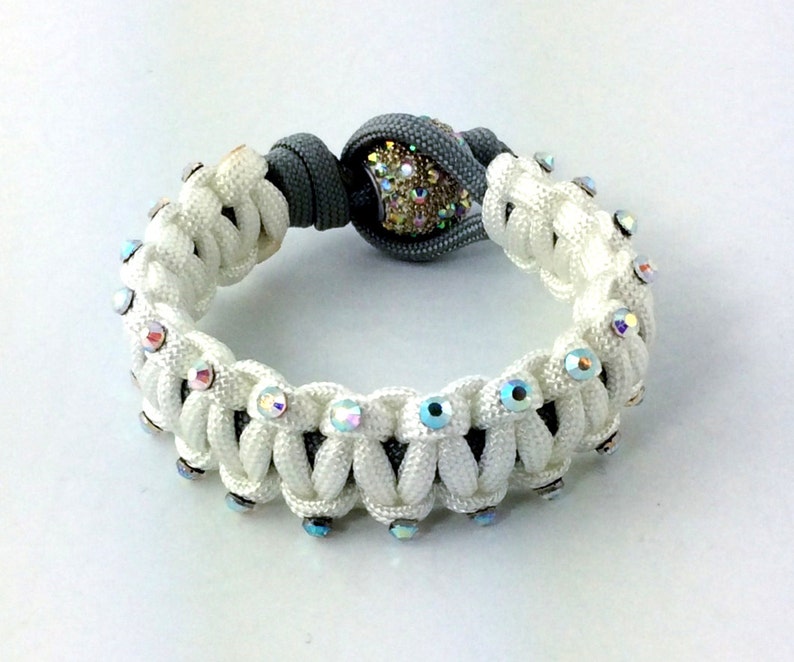 Paracord Bracelet White Paracord Survival Bracelet Clear AB Etsy