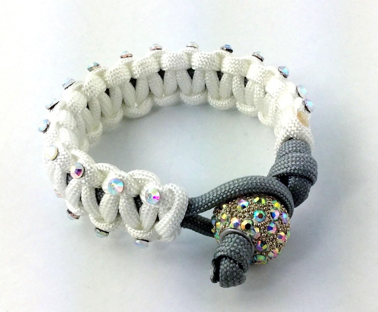 Paracord Bracelet White Paracord Survival Bracelet Clear AB Etsy