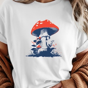 Whimsical Mushroom Shirt, Fungi Tee, Botanical Nature Lover Clothing, Cottagecore Forest Toadstool Tee, Comfort Colors Unisex Cotton Top