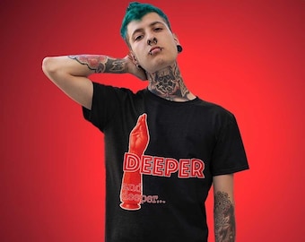 Deeper and Deeper T-Shirt LGBTQ Pride Shirt, Gay Pride Apparel, Red Hanky Code, Men&#39;s Rude Graphic Tshirt