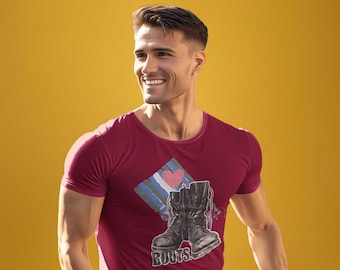 Love Boots T-Shirt: Leder Pride Flagge, LGBTQ+ Bekleidung
