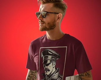 Leder Icon T-Shirt: Bold Moustache Graphic, LGBTQ+ Pride Tee